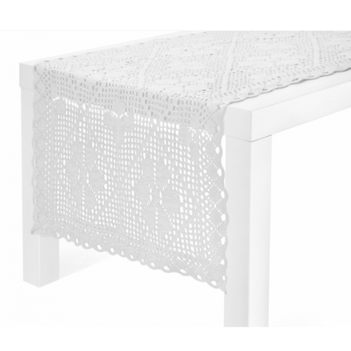 Bieżnik Szydełkowy Bawełna 60x120 Biel