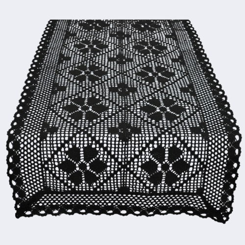 Obrus Szydełkowy Bawełna 85x85 Czarny