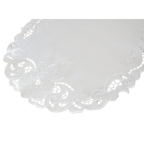 Obrus Dekoracyjny Biały 60x120 Owal Haft 6028